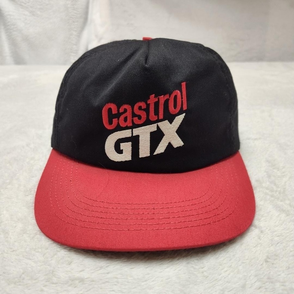 Vintage Castrol GTX Hat Cap Snap Back One Size Mens Black Cars Osterman‎ Racing